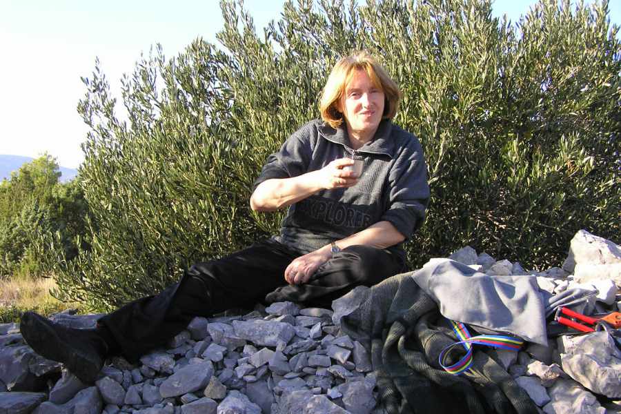 Meri with olive harvest